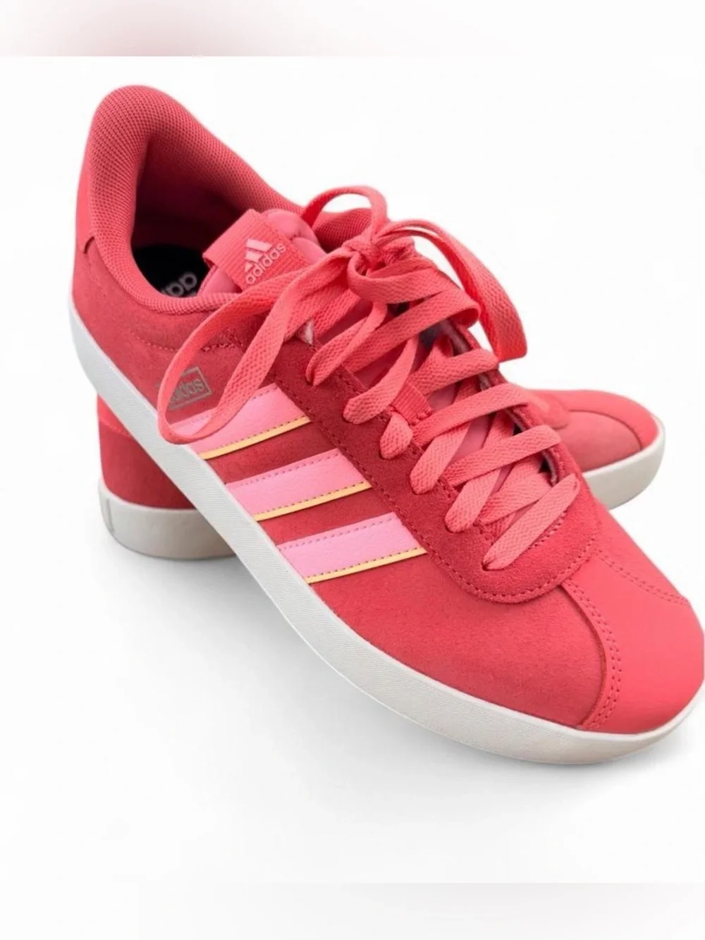adidas Originals Pink Suede Sneakers with Tonal Pink 3 Stripes Men’s 9